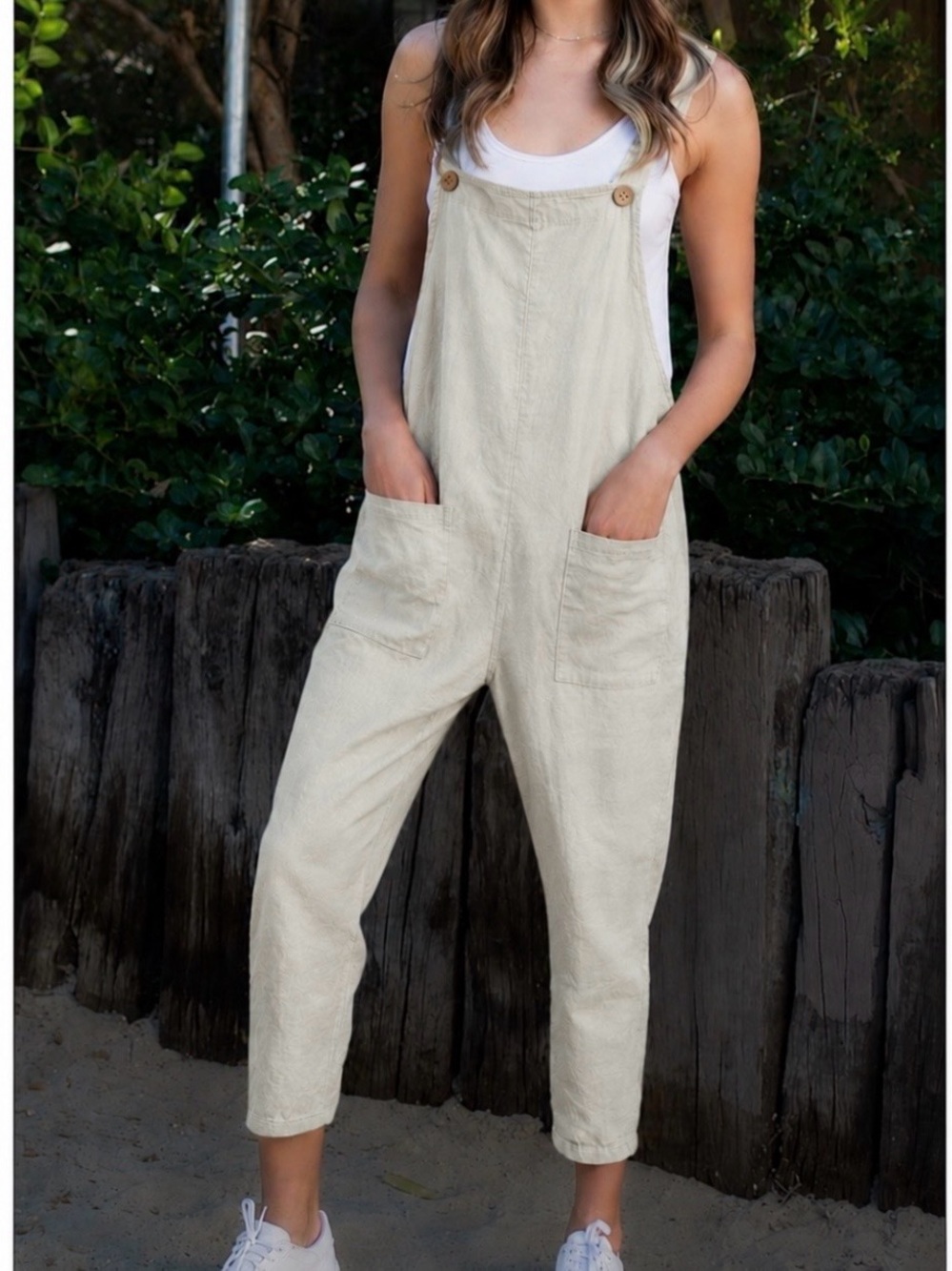 Venti6 Womens Overalls Sage Made In Italy Cottagecore Ankle Crop Jumpsuit